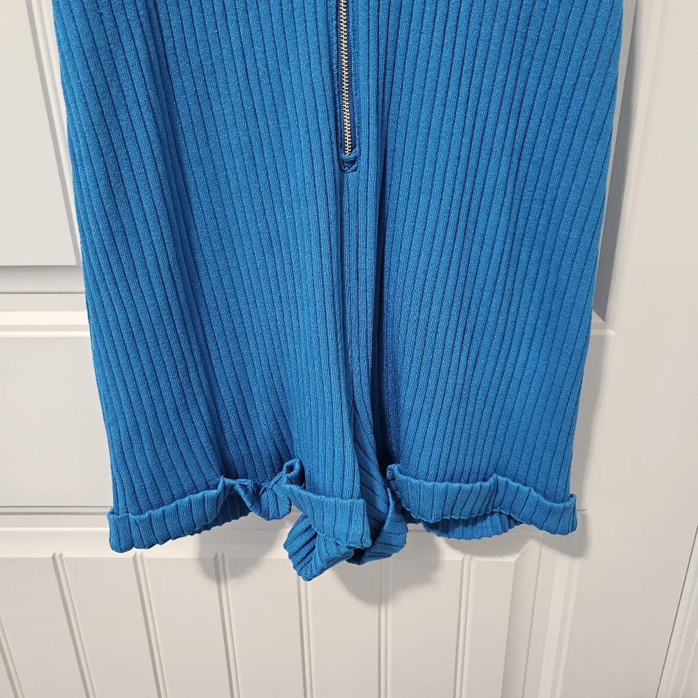 Show Me‎ Your Mumu All in One Romper Teal Rib Knit Small Zip Front Sleeveless - Picture 6 of 9